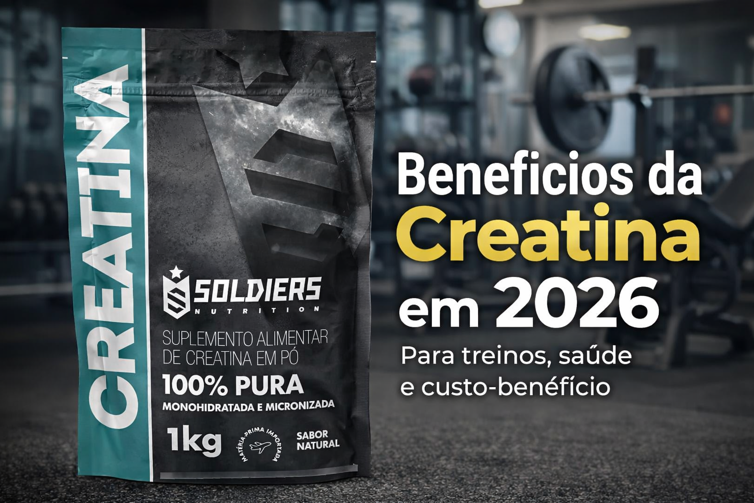 Benefícios da Creatina em 2026: como ela ajuda nos treinos, na saúde e se a Soldiers 1kg vale a pena