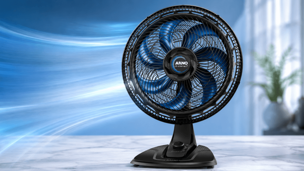 Ventilador de mesa Arno X-Treme 7 VE70 de 40 cm com 7 pás azuis e base preta