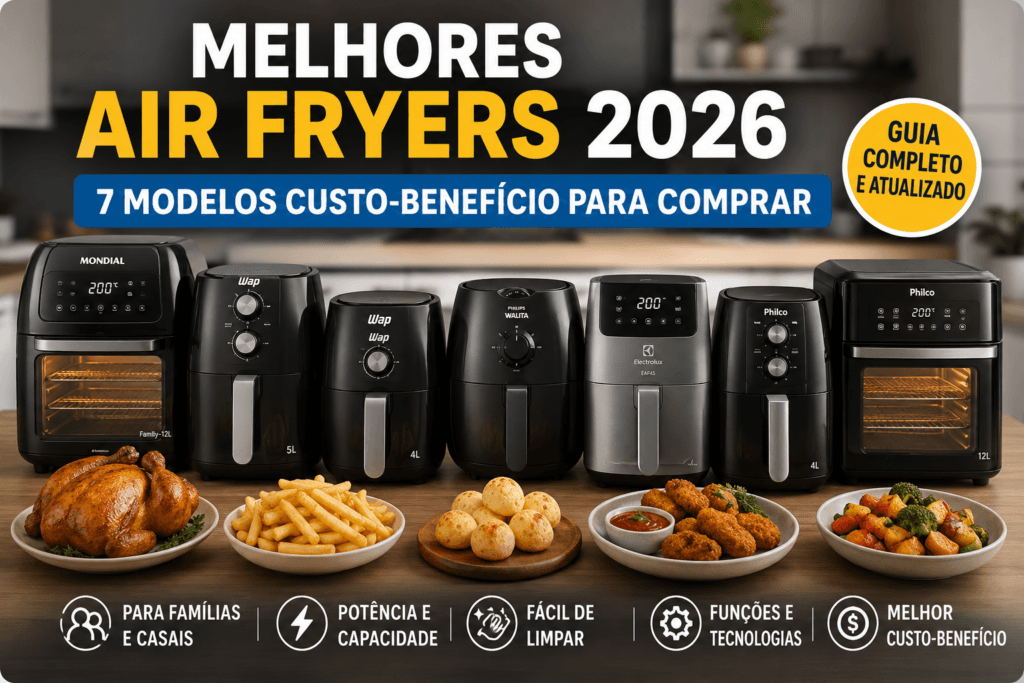 Melhores air fryers 2026 com 7 modelos custo-benefício para comprar