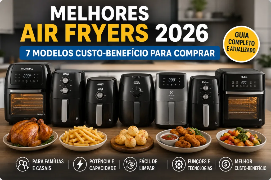 Melhores air fryers 2026 com 7 modelos custo-benefício para comprar