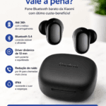 Redmi Buds 6 Play vale a pena como fone Bluetooth barato da Xiaomi com estojo preto