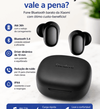 Redmi Buds 6 Play vale a pena como fone Bluetooth barato da Xiaomi com estojo preto