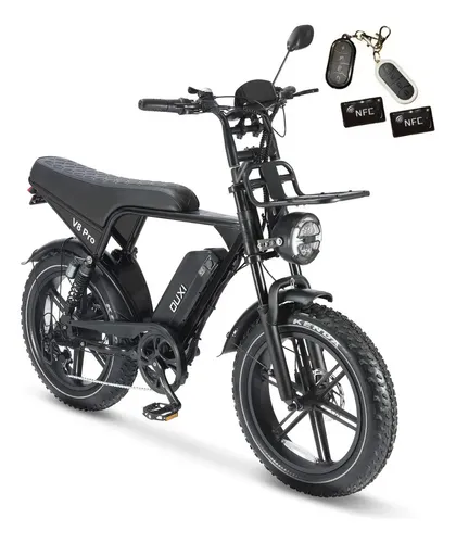Bike elétrica OUXI V8 Pro 1000W preta com bateria 48V 15Ah