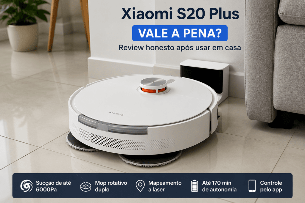 Xiaomi S20 Plus vale a pena robô aspirador branco com mop rotativo para limpeza da casa