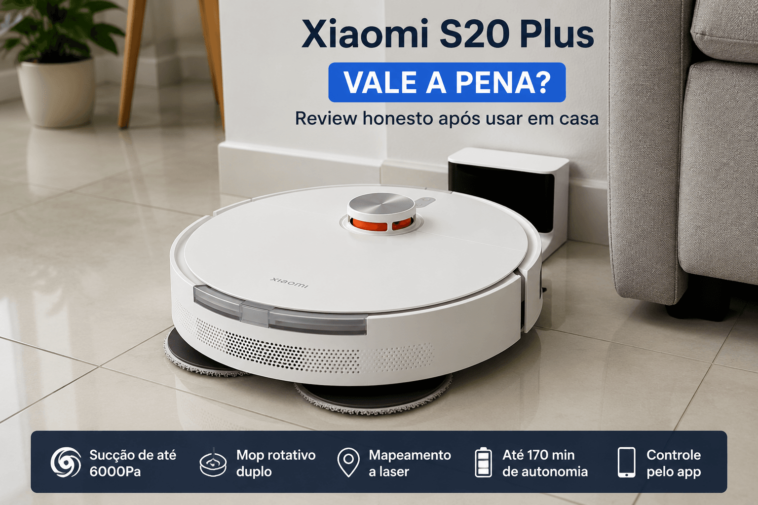 Xiaomi Robot Vacuum S20+ com Mop Rotativo e Laser LDS