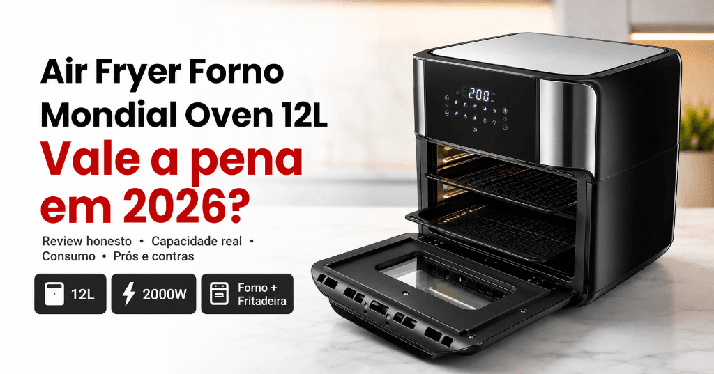 Air Fryer Forno Mondial Oven 12L Vale a Pena em 2026: review honesto, capacidade real e consumo