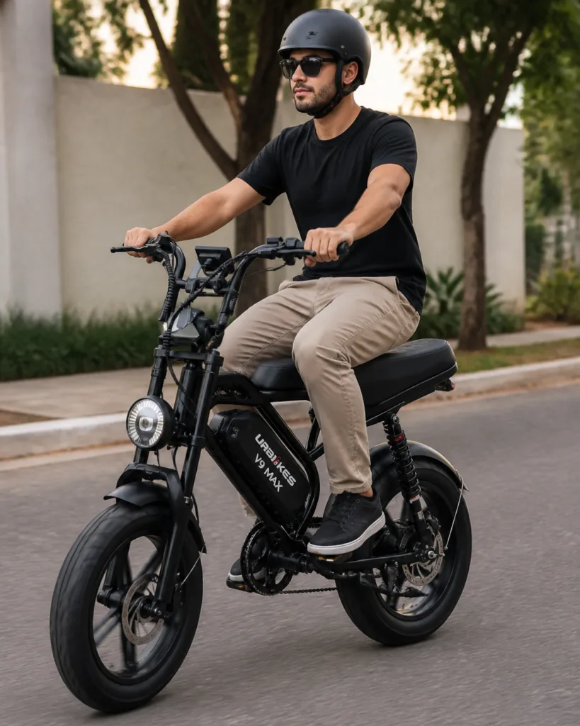 Fat Bike Elétrica Urbikes V9 Max 1000W em uso na rua