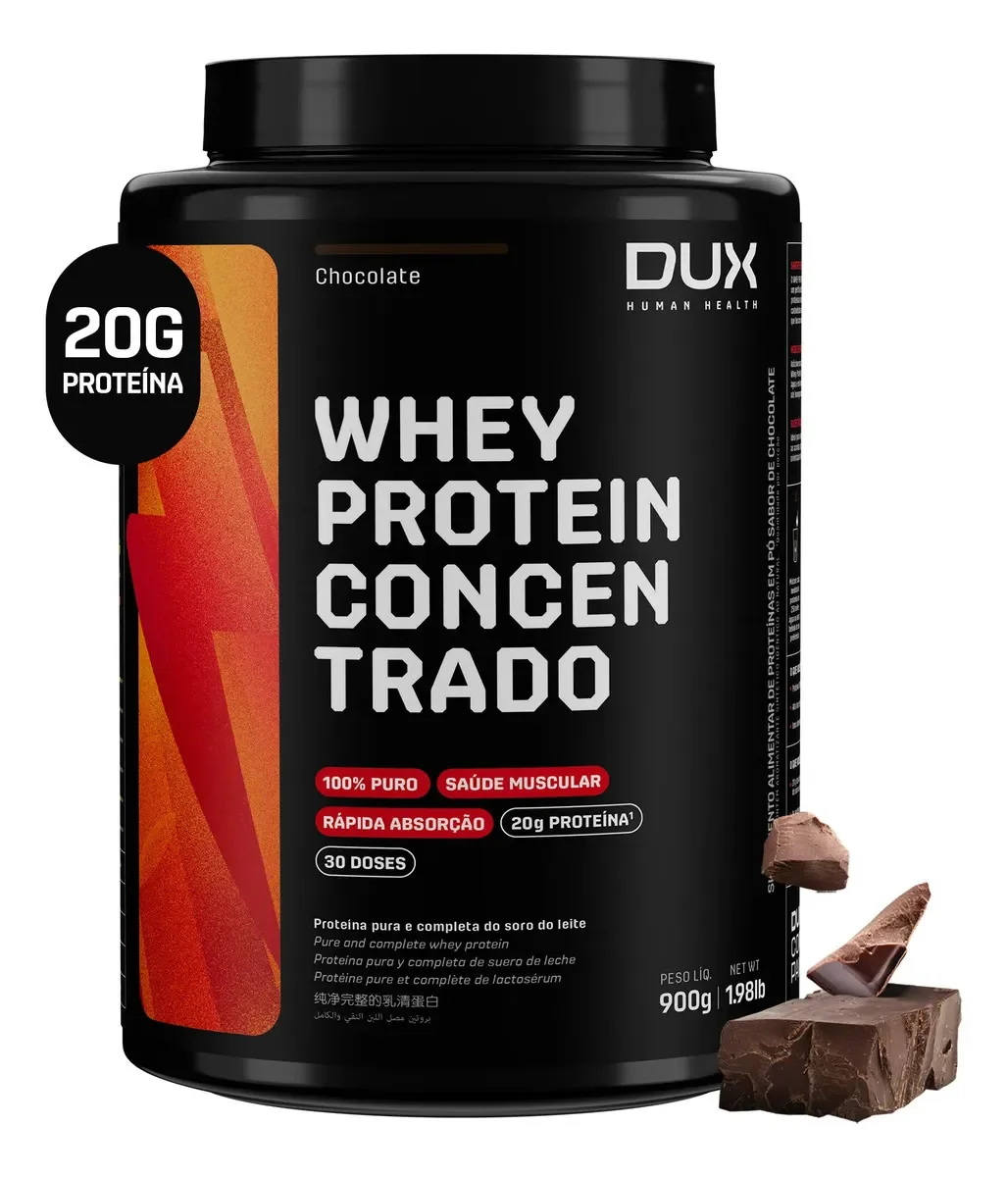 DUX Nutrition Whey Protein Concentrado 900g Pote - Fórmula Premium CFM
