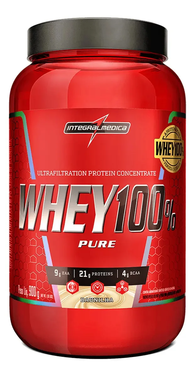 Integralmédica 100% Pure Whey 900g Pote - Proteína Concentrada do Soro do Leite