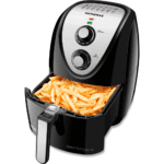 Fritadeira Elétrica Air Fryer Mondial Grand Family 5L AFN-50 preta com acabamento frontal em aço inox e cesto quadrado Duraflon