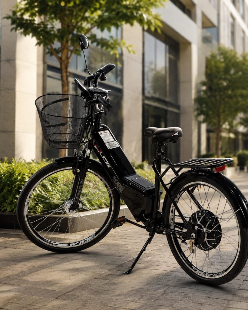 Bicicleta Elétrica Duos Confort 800W com garupa e cesto