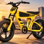 Bicicleta elétrica FT03 1000W vale a pena: Mangosteen com quadro café racer no asfalto