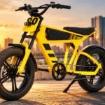 Bicicleta elétrica FT03 1000W vale a pena: Mangosteen com quadro café racer no asfalto