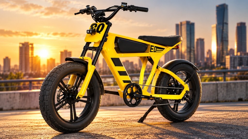 Bicicleta elétrica FT03 1000W vale a pena: Mangosteen com quadro café racer no asfalto