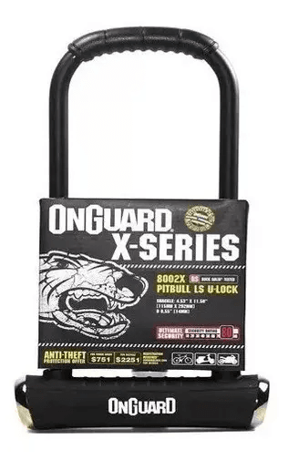 Cadeado U-Lock Onguard Pitbull LS 8002X em aco macico temperado 14mm para bike eletrica