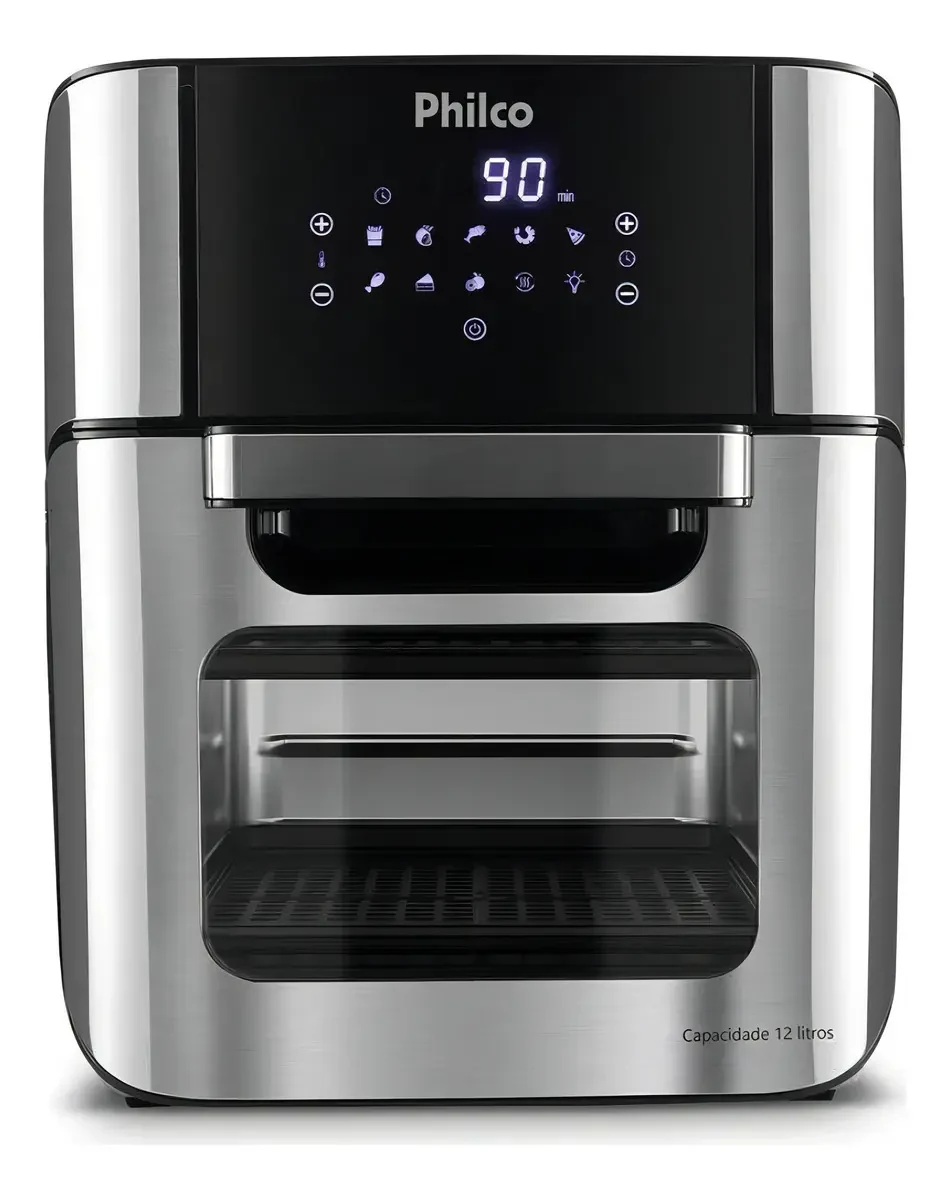 Fritadeira Elétrica Air Fry Oven Philco 12L PFR2200P 2 em 1 1800W preta