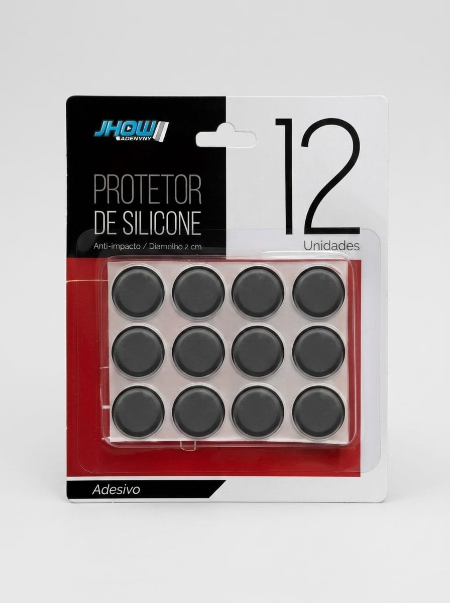 Kit com 12 protetores redondos autoadesivos de silicone preto anti-impacto