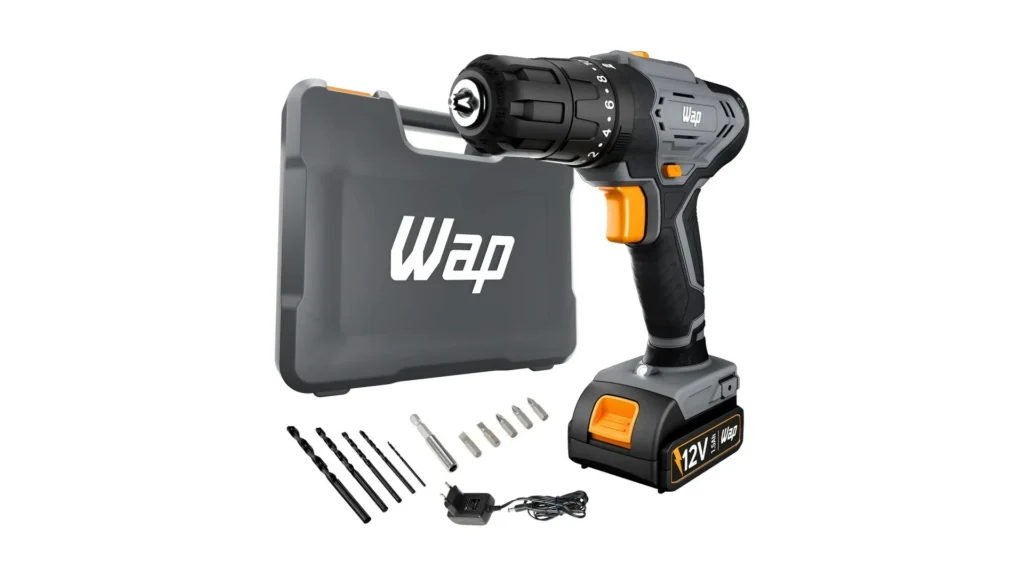 Parafusadeira e furadeira de impacto WAP WF 12K4.2 12V com maleta rígida e kit de brocas e bits