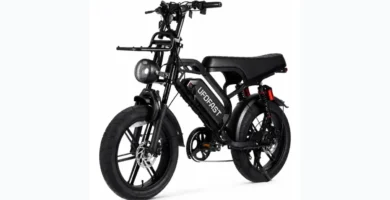 Bicicleta Elétrica Fat Bike UFO Fast VL20 1000W aro 20 em destaque com bagageiro e suspensão dupla