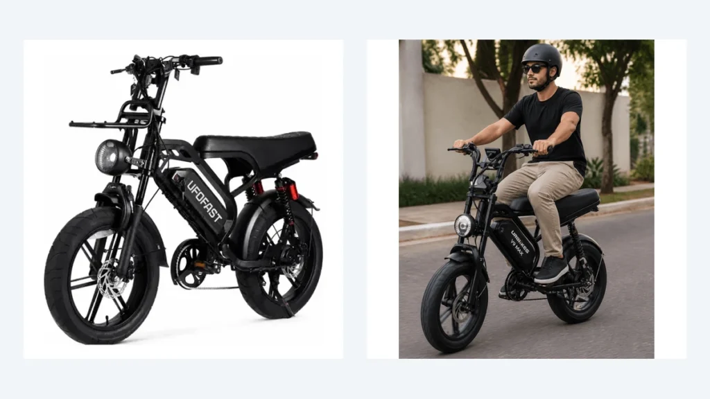 Comparativo entre as bicicletas elétricas UFO Fast VL20 e Urbikes V9 Max 1000W lado a lado