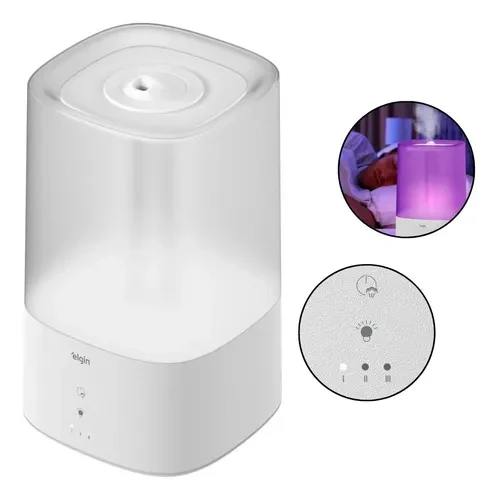 Umidificador Ar C/ Difusor Aromatizador Digital Led 4l Elgin Cor ...