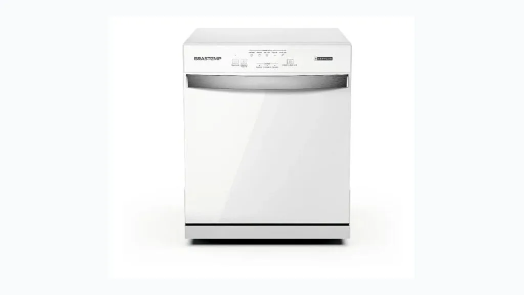 Lava-louças Brastemp 8 serviços de bancada branca para cozinha moderna