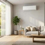 melhor ar condicionado inverter instalado em sala de estar moderna e iluminada