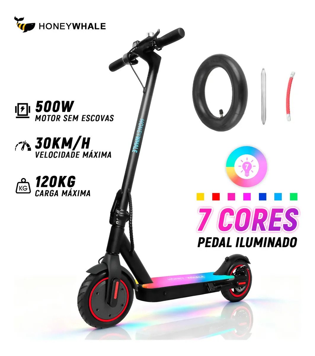 Patinete elétrico adulto Honeywhale S2 com LEDs RGB laterais